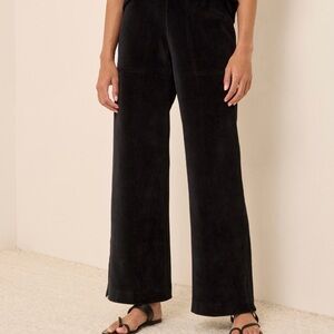 PACT organic cotton black velour wide leg pants- M